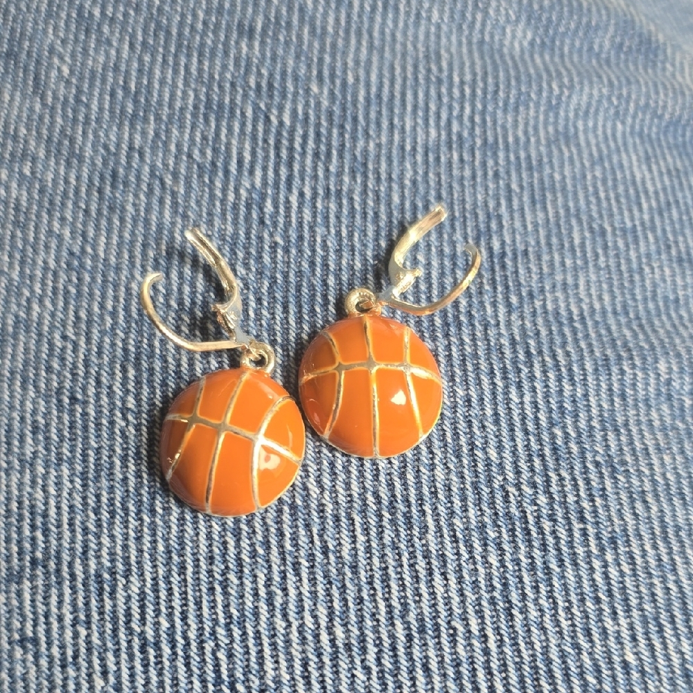Orange Enamel Round Drop Earrings - Women Jewelry
